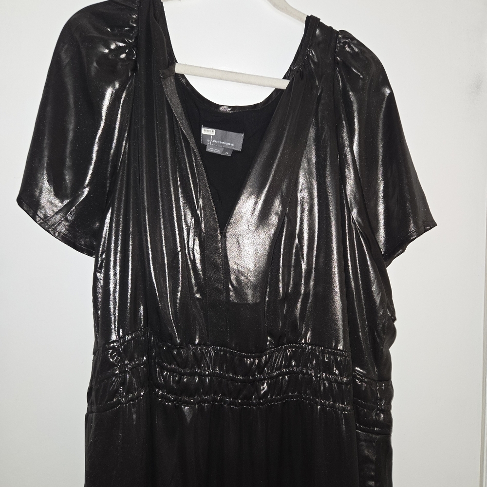 Anthropologie Shiny Black Maxi Dress